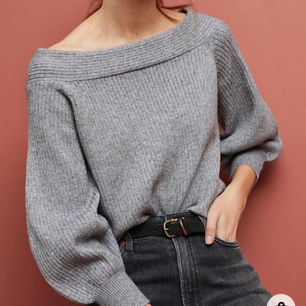 Moth by Anthropologie Grey  off the shoulder knit sweater small